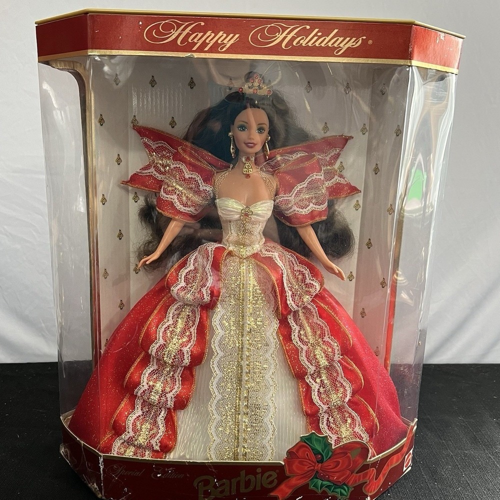 Mattel 1997 Happy Holidays Barbie Doll Special Ed 10th Anniversary Festive